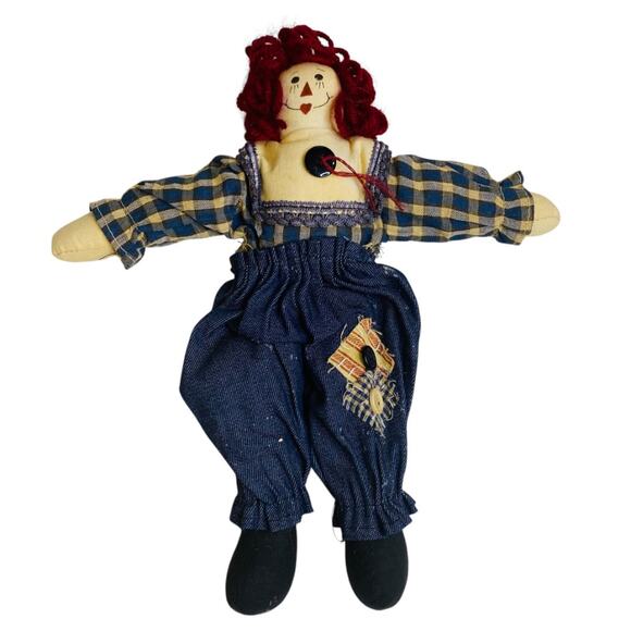 Vintage Handmade Raggedy Ann Rag Ornament Jean Denim 10 Inch - Picture 2 of 8